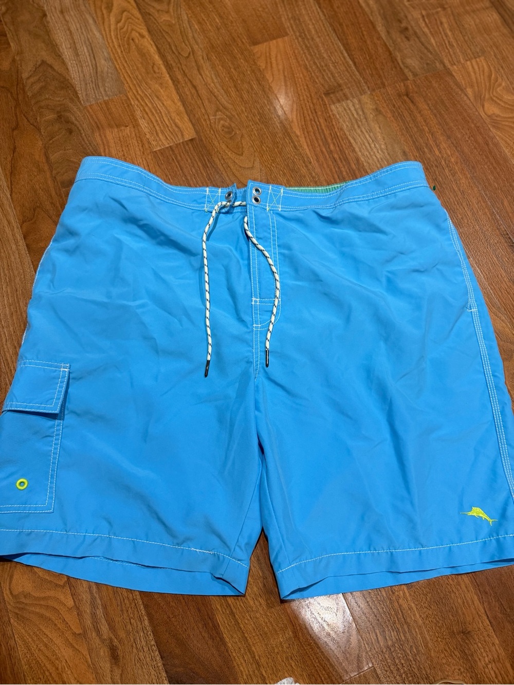 Tommy Bahama Turquoise Blue Cargo Swim Shorts